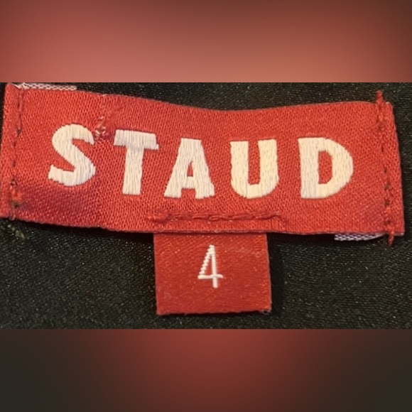 STAUD Lido Crepe Cutout Mini Dress with Bows in Black & White Size 4 - Picture 8 of 10